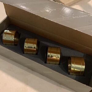 Vintage 1970’s Baldwin Brass “Devon”Napkin Rings Set of 4 Four Shiny New in Box
